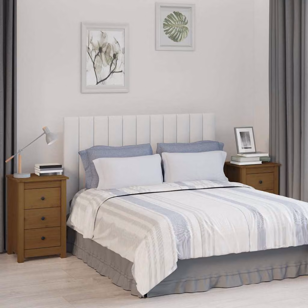 Set di 2 comodini vidaXL in legno massello di pino, colore marrone, stile moderno, L 40 cm x P 35 cm x H 61,5 cm
