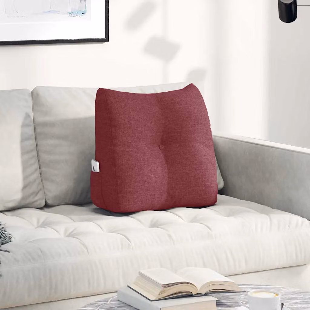 Cuscino per schiena ergonomico vidaXL rosso con rivestimento rimovibile in poliestere L 45 cm x P 24 cm x H 50 cm