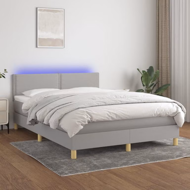 Maison Exclusive - Letto a Molle Materasso e LED Grigio Chiaro 140x190 cm Tessuto