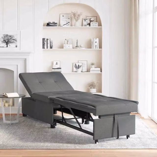 Divano Letto Estraibile vidaXL Grigio con Struttura Imbottita L: 194 cm, P: 50 cm, H: 82 cm – 1