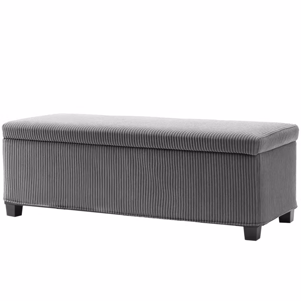 Panca contenitore imbottita in velluto XYLO grigia L: 112 cm, P: 42 cm, H: 40 cm – 2