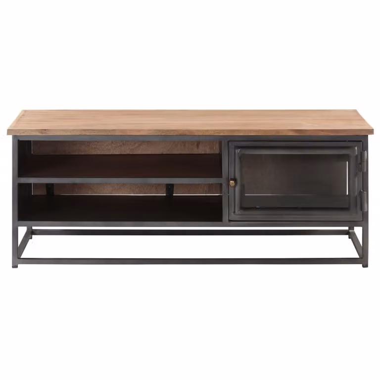 Tavolino da Salotto Grigio 90x50x35 cm in Massello di Acacia