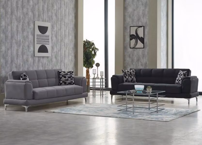 Komplette Couchgarnitur Dreisitzer Stoffsofa Polstersofa Mehrfarbig