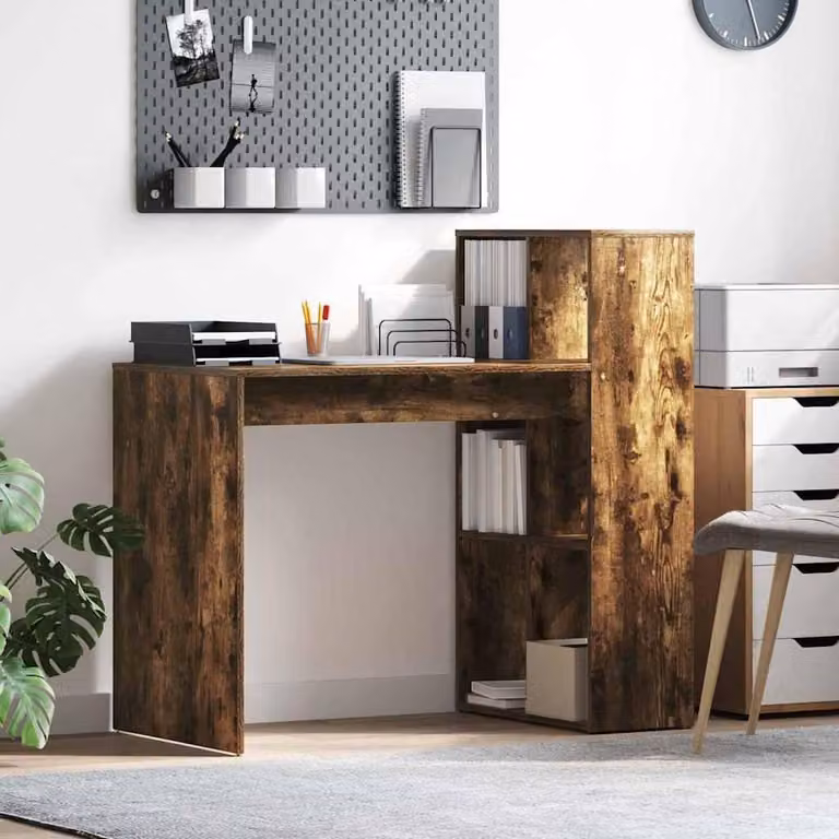 Maison Exclusive - Scrivania in legno impiallacciato di quercia affumicata