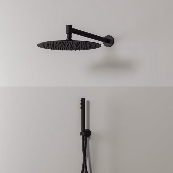 Set doccia Kronenbach modello 1, con soffione a testa di Ø 30 cm e doccetta a mano cilindrica