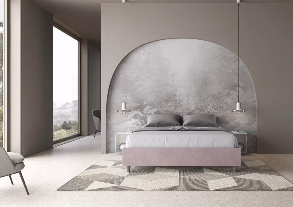 Letto Matrimoniale Sommier Azelia GIORDANOSHOP con Contenitore e Rete, Colore Viola e Grigio, L/P/H: 202 x 195 x 39 cm – 2