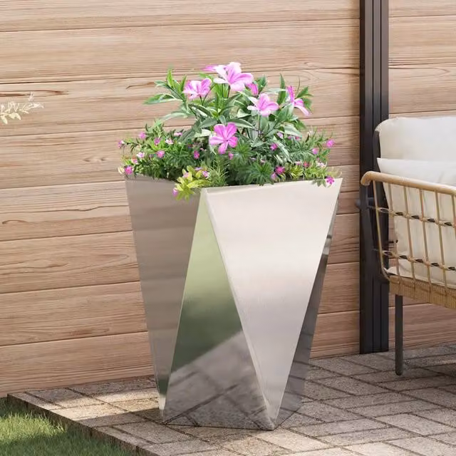 Fioriera moderna vidaXL in acciaio inossidabile argento, L/P/H: 50 x 50 x 75 cm – 1