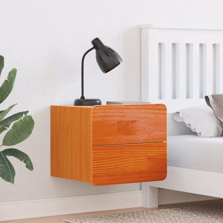 Set di 2 comodini vidaXL in legno di pino massello marrone L 39 cm x P 34 cm x H 33 cm