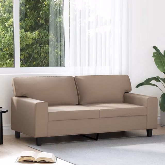Divano a 2 posti moderno vidaXL in similpelle beige con struttura in metallo per il tuo soggiorno – 1