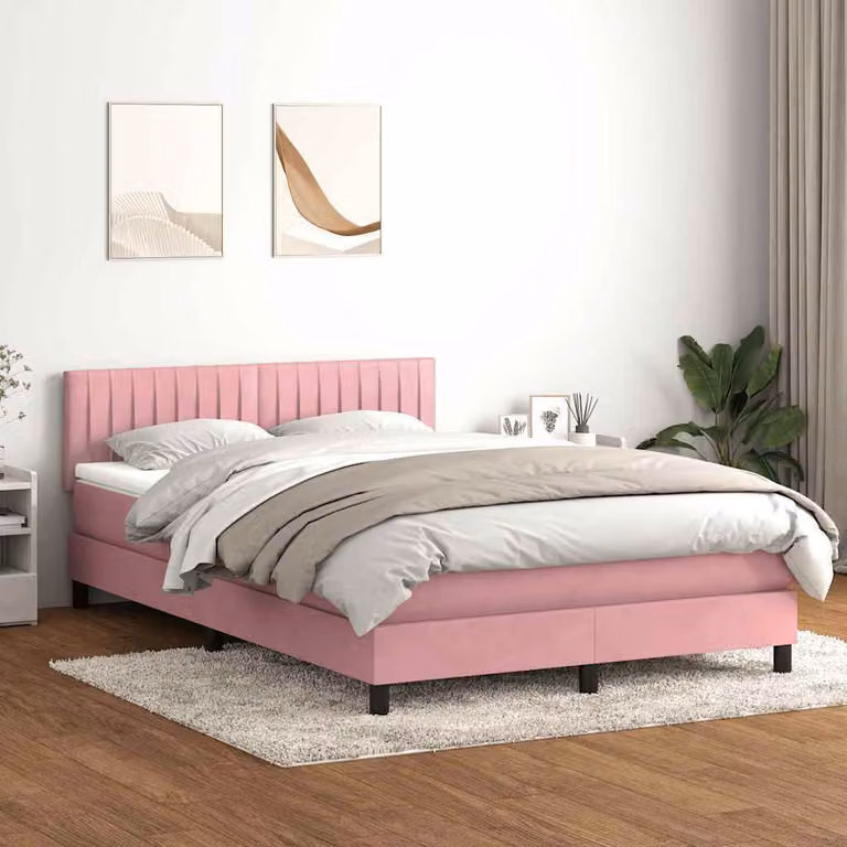Maison Exclusive - Letto a Molle con Materasso e LED Rosa 140x220 cm in Velluto
