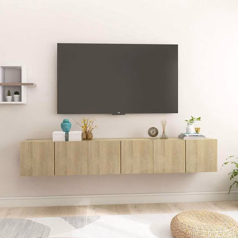 Set di 3 mobili pensili porta TV vidaXL in legno Rovere Sonoma, L 60 cm x P 30 cm x H 30 cm