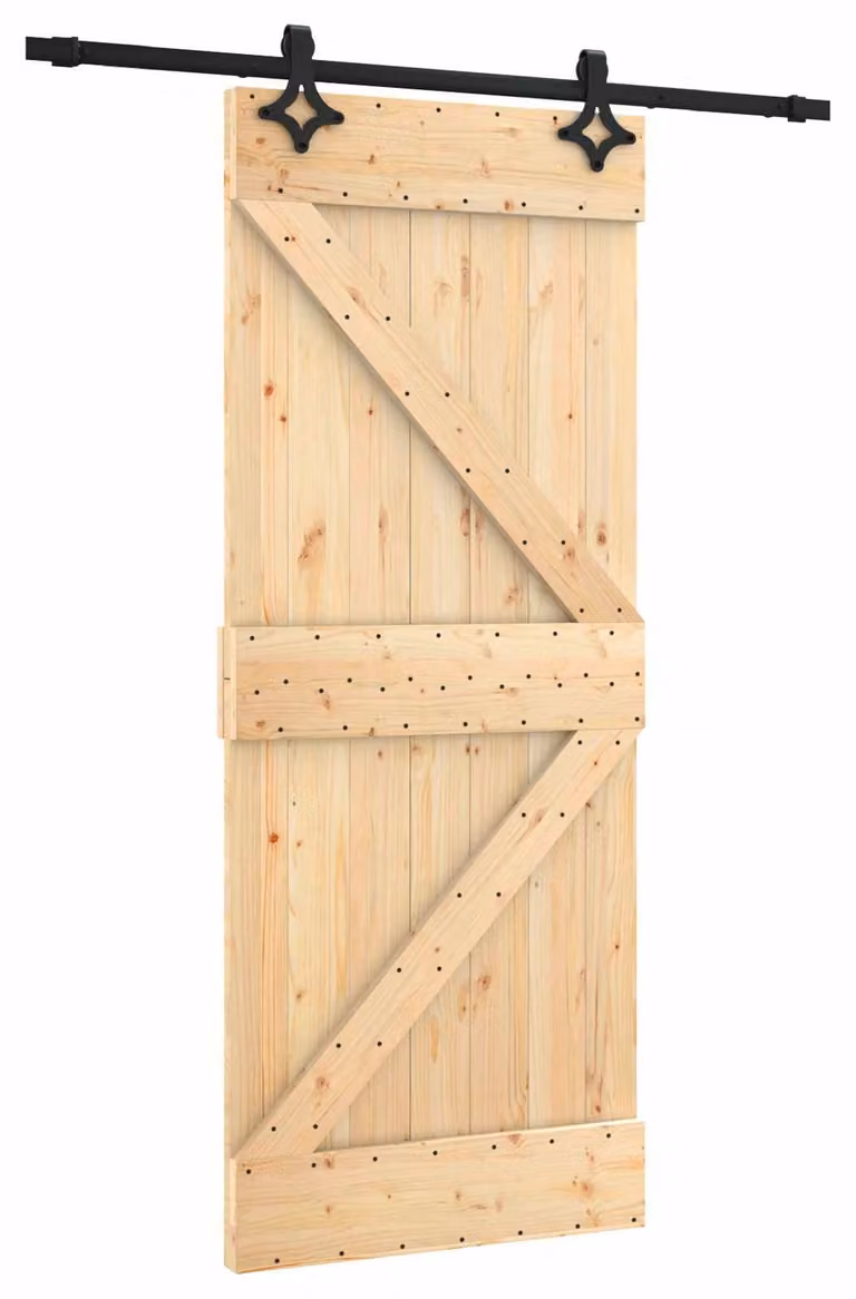 Porta scorrevole Naturale e Nero 85 x 210 cm