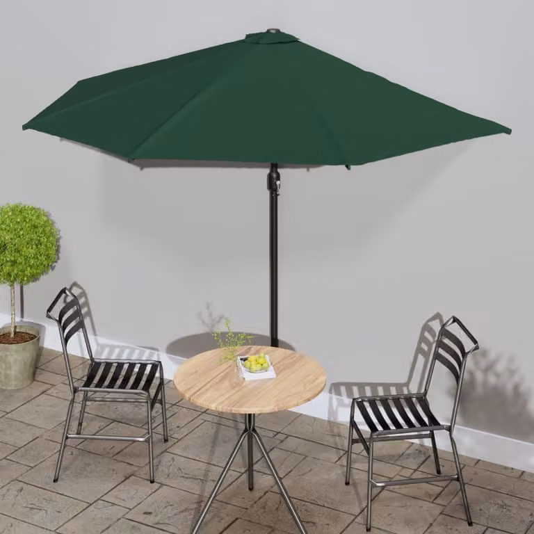 Ombrellone da Balcone vidaXL in Alluminio e Poliestere Verde 300 x 155 cm