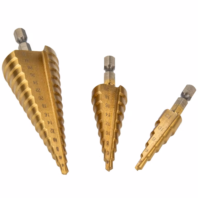 MASTERPROOF PROFESSIONAL HSS - Set di punte a gradino da 3 pezzi, da Ø 4 mm a 32 mm, in scatola di metallo