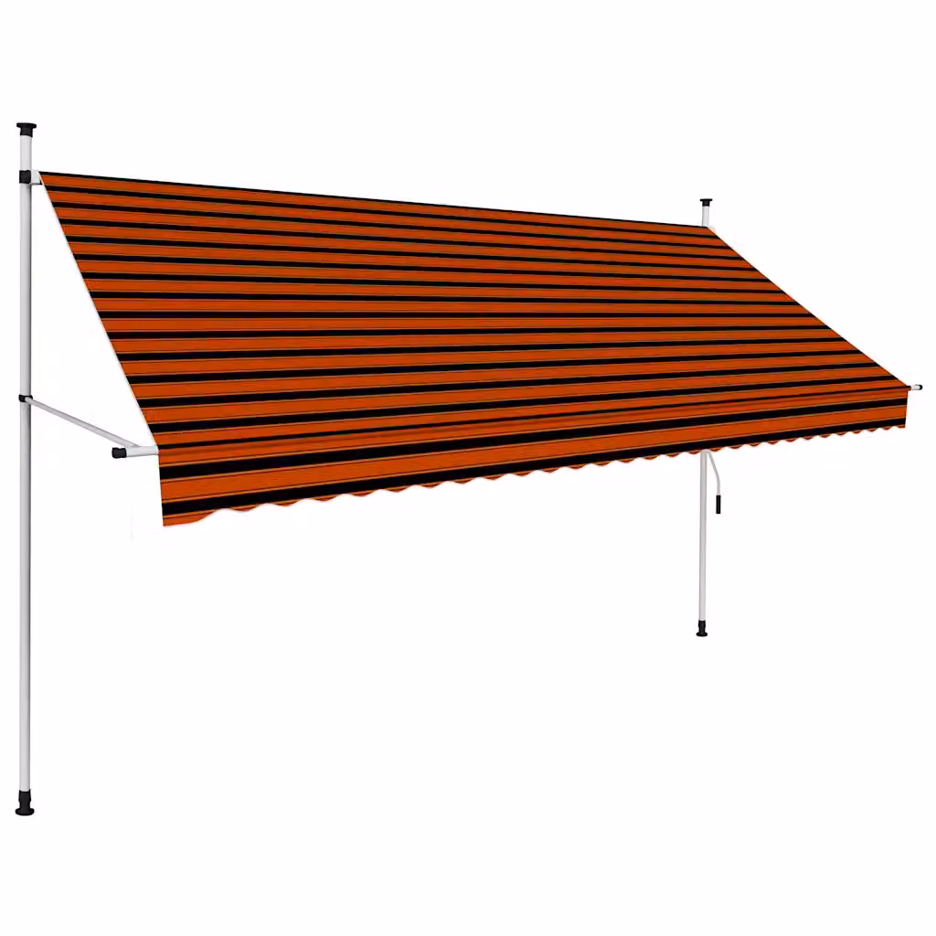 vidaXL Tenda da Sole Retrattile Manuale in Poliestere e Acciaio, Arancione e Marrone, L: 300 cm