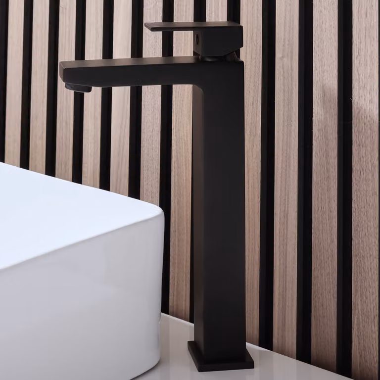 Rubinetto Miscelatore per Lavabo Monoforo Alto Moderno - Nero - Preto