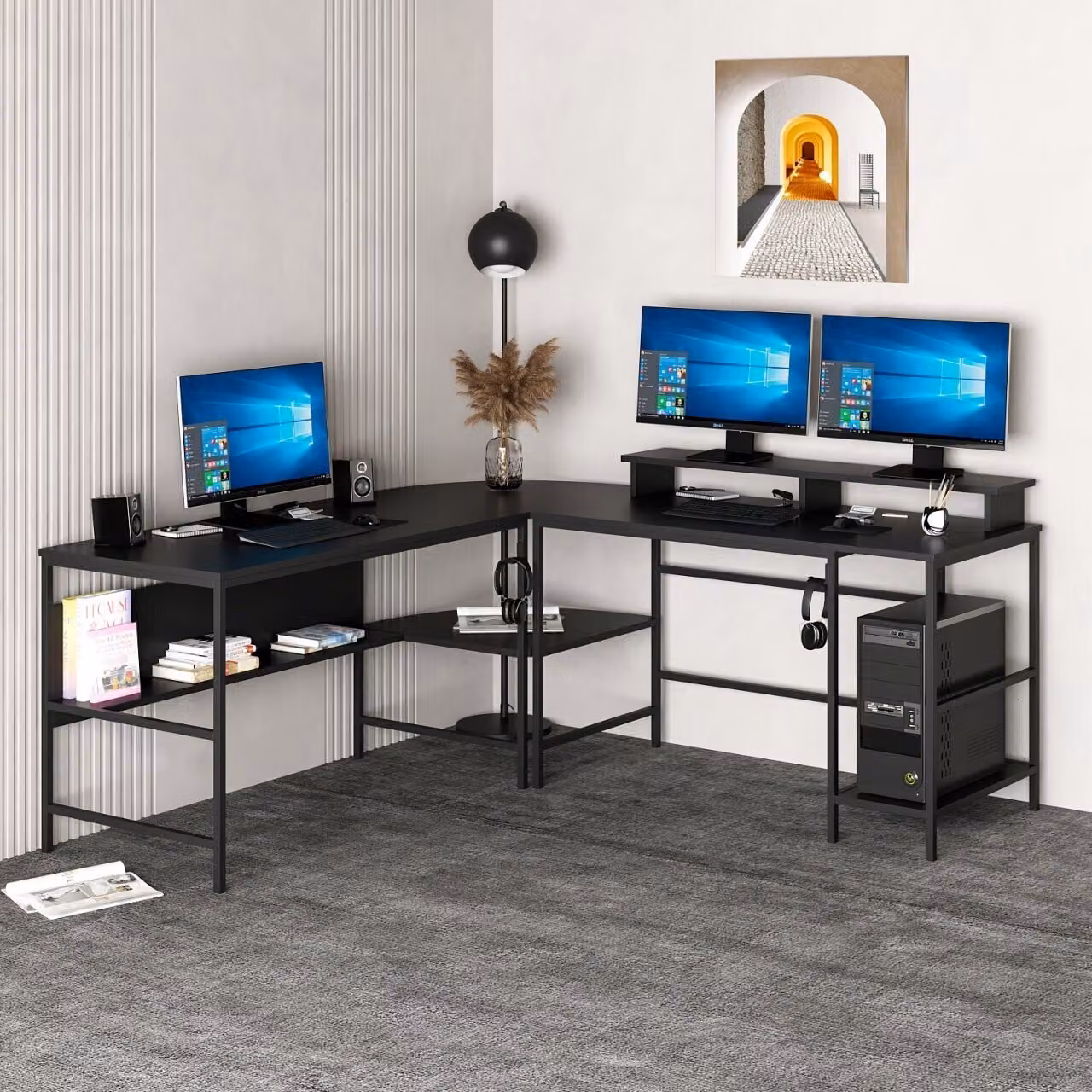 Skye Decor, Greta Matte - 7042 - Nero, Scrivania, Nero, 100% PANNELLI DI AGGREGATO MELAMMINICO, 180 x 60 x 74 cm