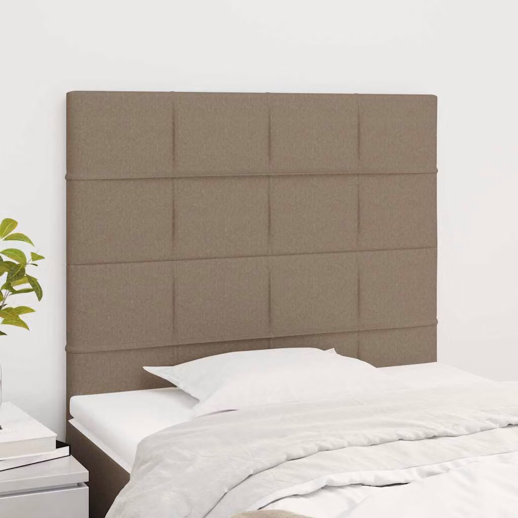 Testiera per letto vidaXL in tessuto tortora con struttura in legno L: 90 cm, P: 5 cm, H: 118-128 cm