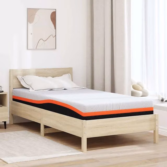 Materasso-Materasso per letto Bianco e Nero 100 x 200 cm Tessuto Jacquard