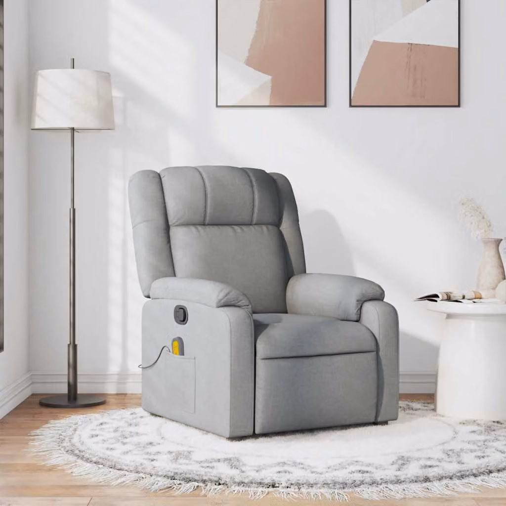 vidaXL Poltrona Reclinabile Relax Grigio Chiaro in Tessuto con Braccioli