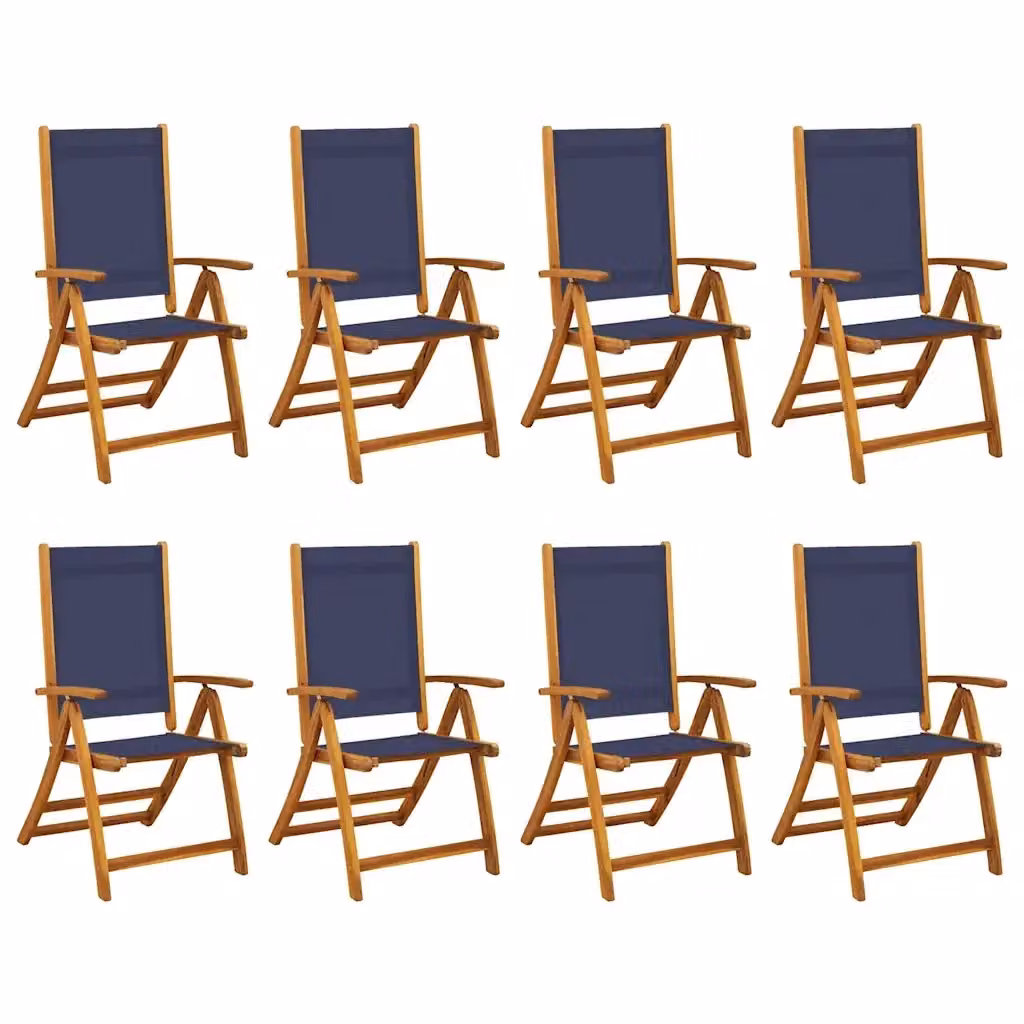 Set di 8 sedie pieghevoli vidaXL in legno di acacia e textilene con braccioli, blu e marrone – 2