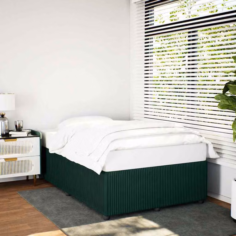 Giroletto senza materasso vidaXL in velluto verde con struttura in legno e doghe, L 120 x P 200 cm