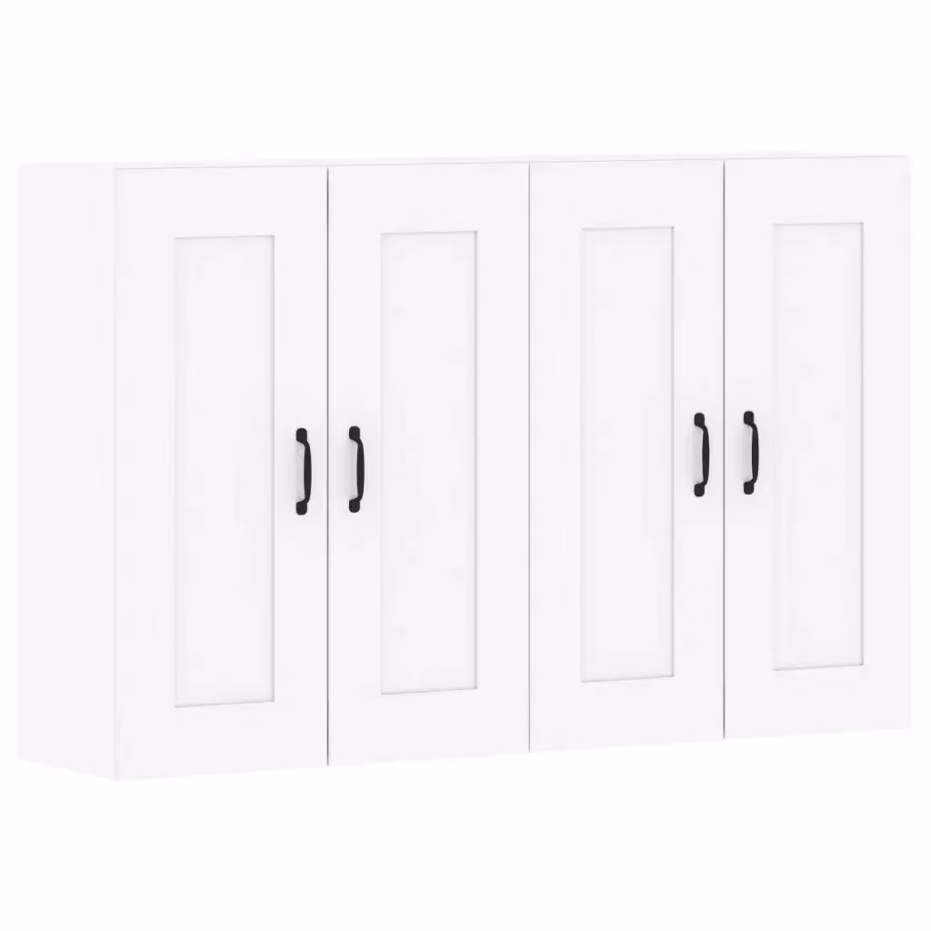 Set di 2 armadietti da parete vidaXL bianchi in legno con ante a battente e ripiani interni per bagno in stile moderno – 2