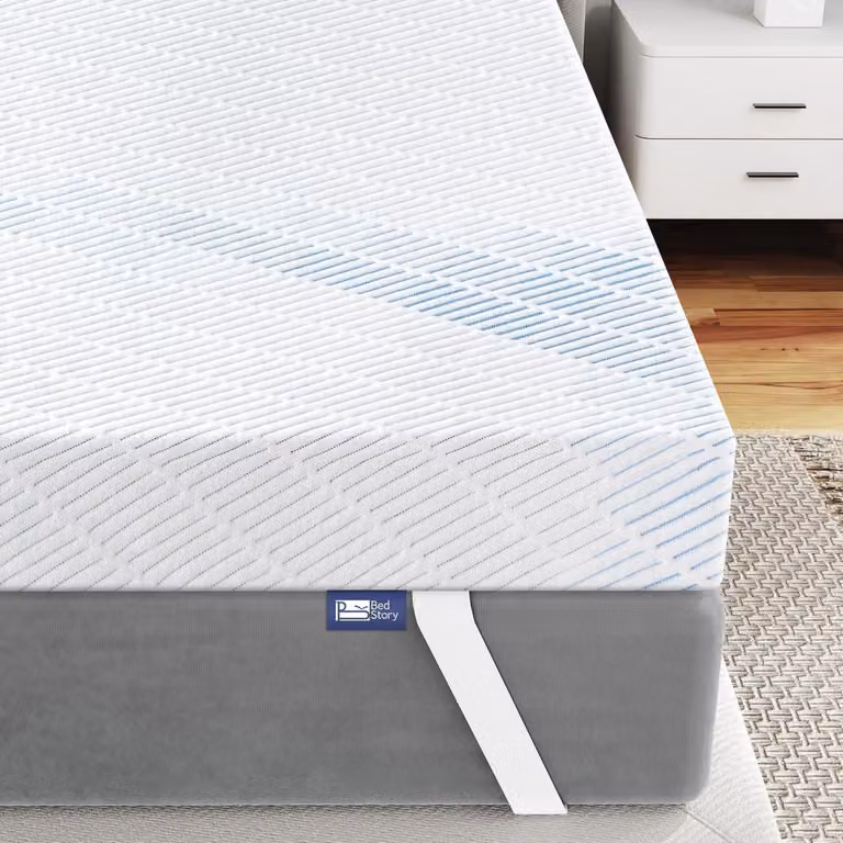 Topper per materasso in memory foam con gel, dimensioni 180x200 cm, altezza 7,6 cm, adatto a materassi con rigidità H2 e H3, realizzato in bambù, traspirante