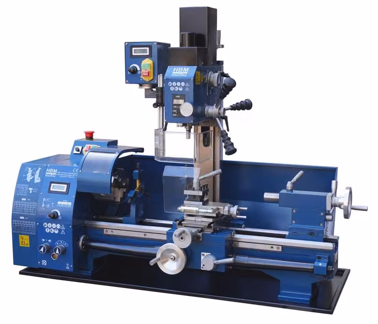 Tornio per metalli HBM Profi Vario, fresatrice completa 250 x 550 incl. testa di foratura BF 16