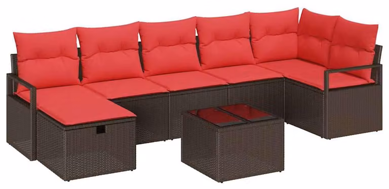 Set di divani da esterno, 5 pezzi, in rattan sintetico