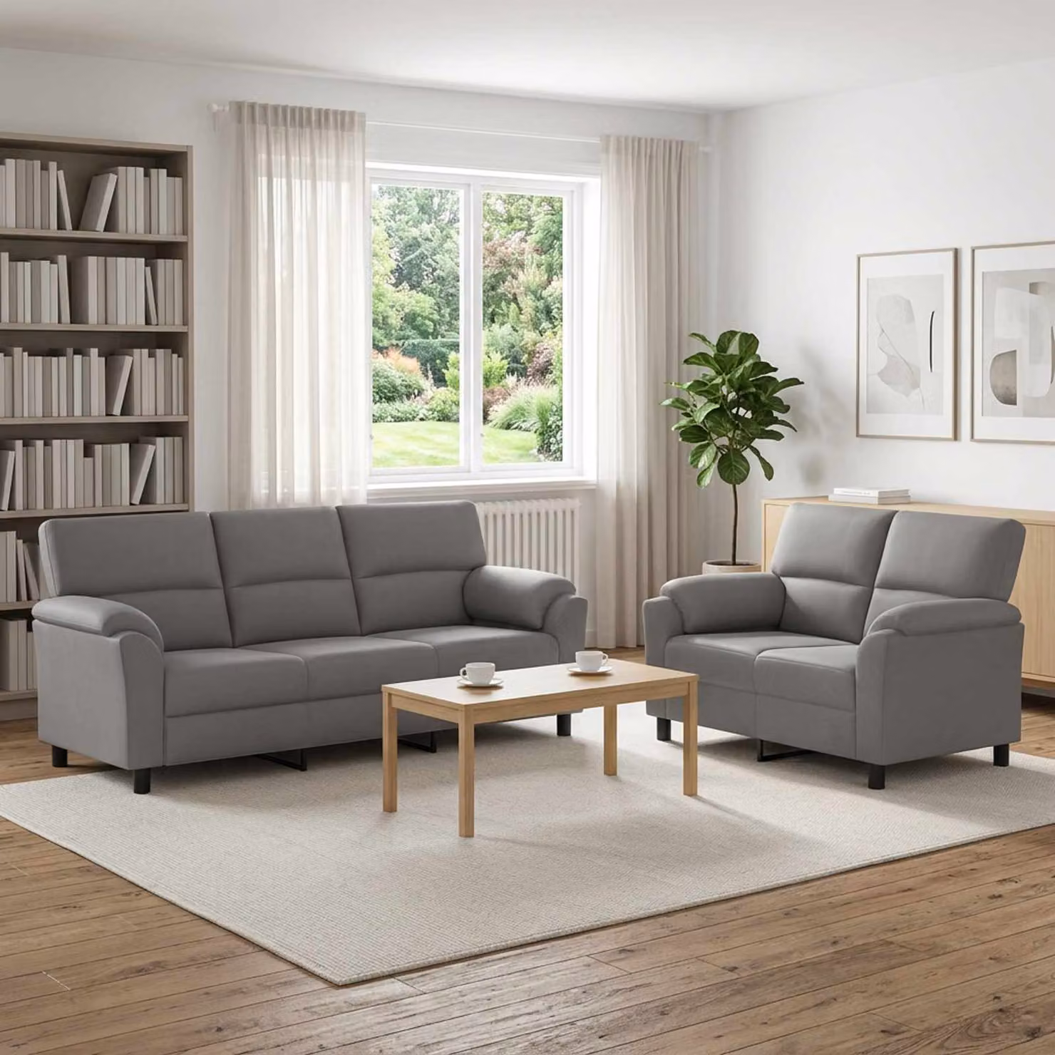 Set di 2 divani moderni vidaXL in velluto grigio con struttura in metallo per il tuo soggiorno