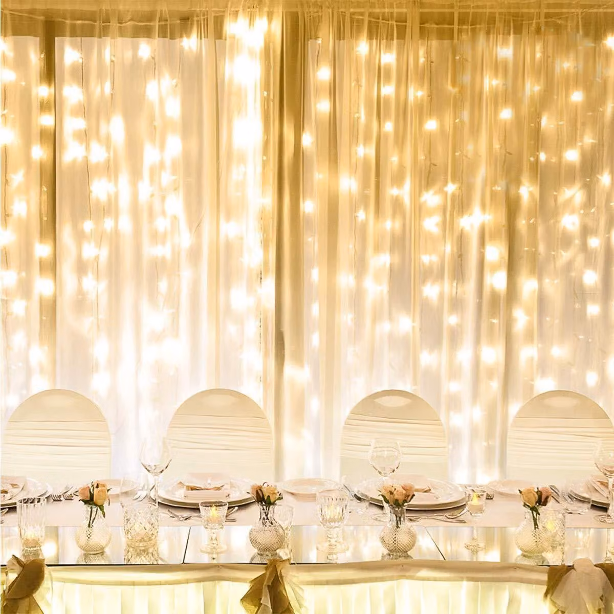 Tenda luminosa, dimensioni 3x6 metri, 594 LED bianco caldo, 8 modalità, con funzione di regolazione dell'intensità luminosa