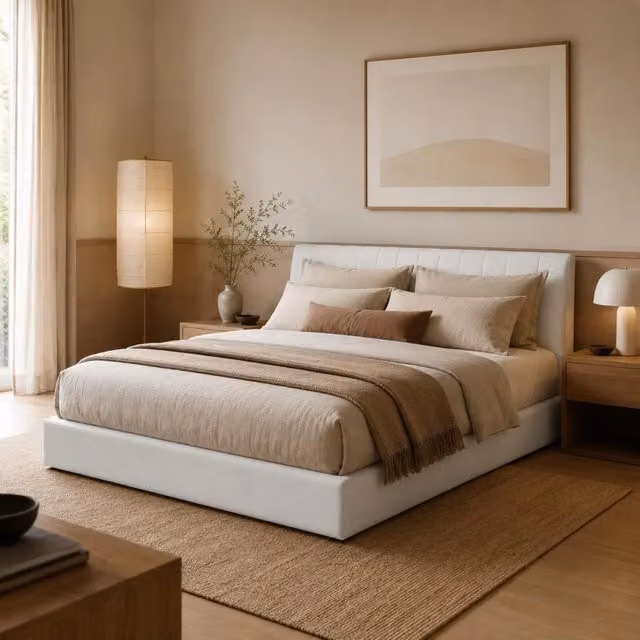 Letto Matrimoniale 140 x 190 cm;Letto Contenitore con contenitore idraulico;Testiera imbottita con USB;Velluto;Beige