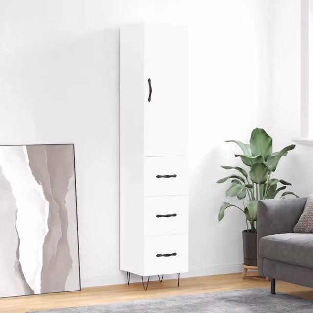 Credenza moderna bianca vidaXL in legno e metallo L/P/H: 34,5 x 34 x 180 cm