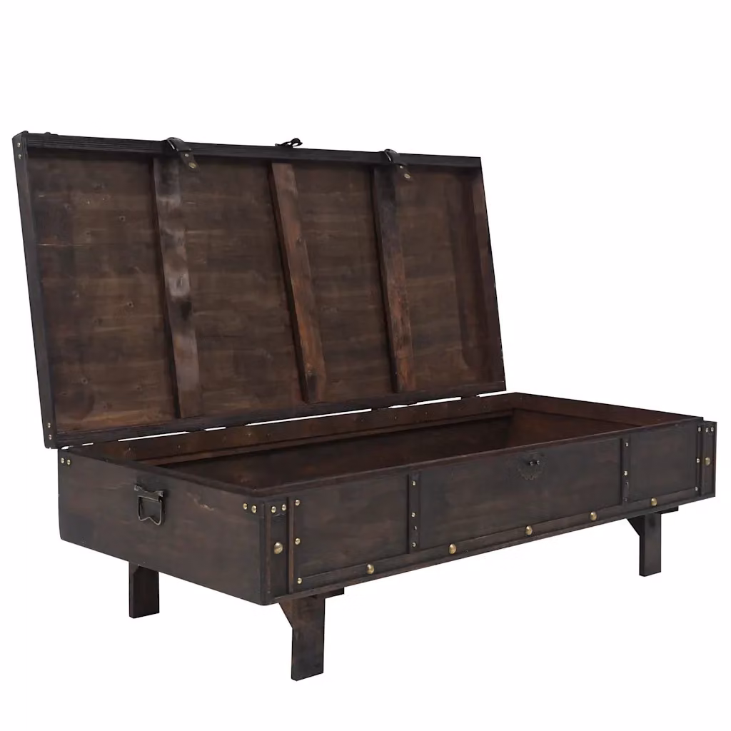 Tavolino da salotto rettangolare vidaXL in legno e metallo color marrone antico L/P/H: 120 x 55 x 35 cm – 2