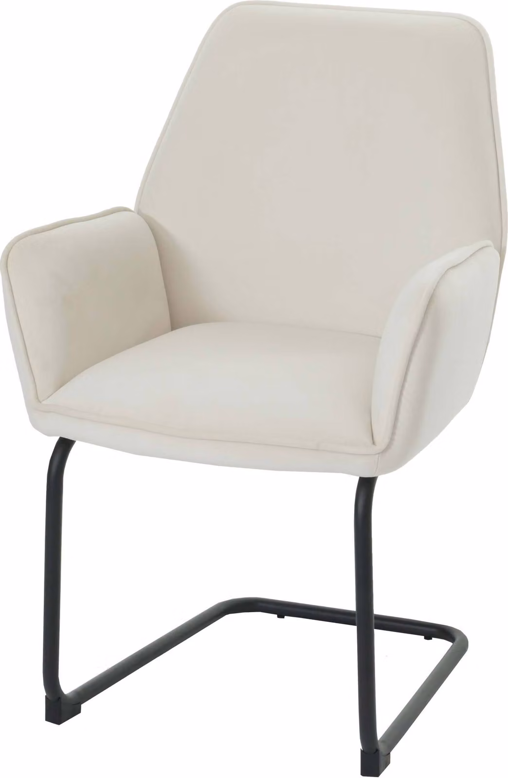 Sedia senza braccioli HWC-G67, sedia da pranzo, sedia da cucina, tessuto/materiale tessile MVG, colore crema-beige