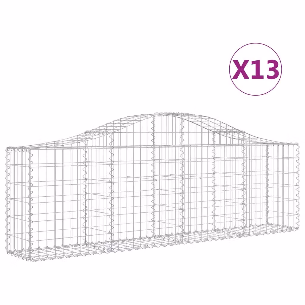 Cesti Gabbioni ad Arco 13 pz 200x30x60/80 cm Ferro Zincato