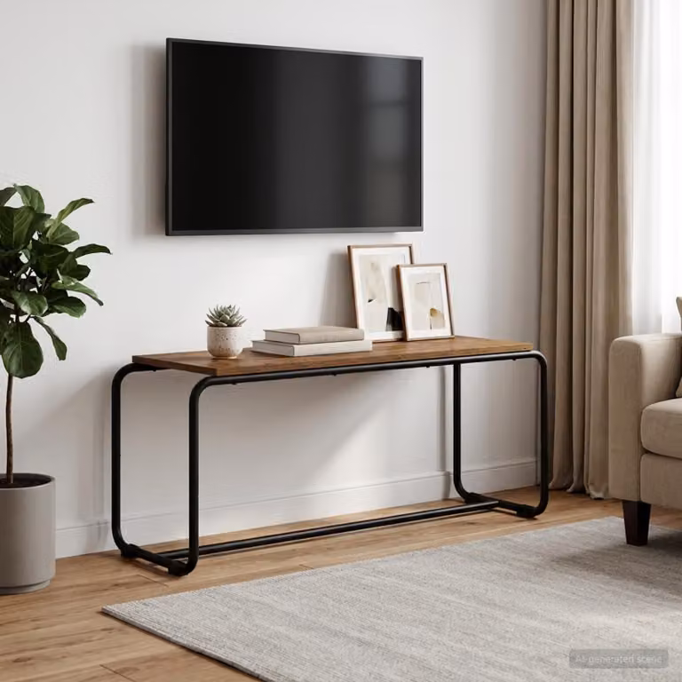 vidaXL Supporto TV in stile industriale in legno e metallo, colore marrone, L 98 x P 35,5 x H 42 cm
