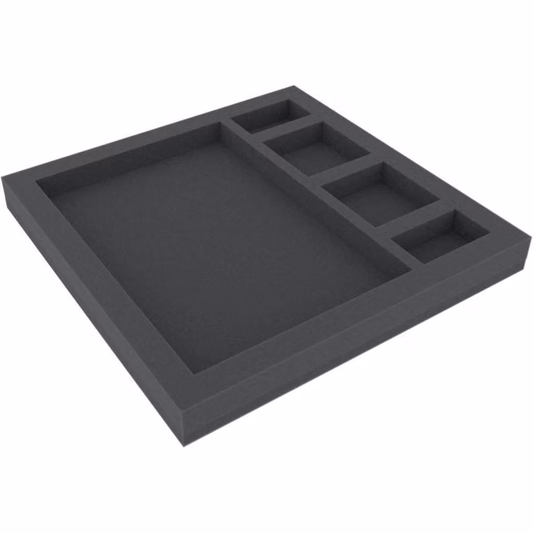Inserto in schiuma 285x285x30 mm, 5 scomparti per giochi da tavolo