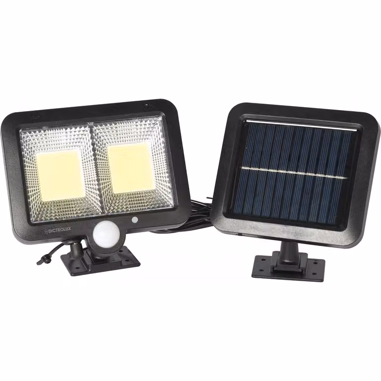 DICTROLUX Faro Solare LED con Sensore di Movimento, Luce Fredda, Nero