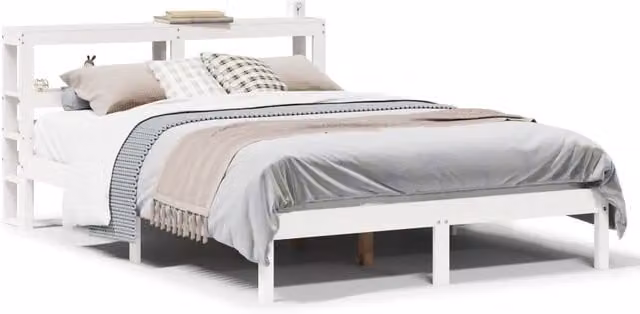 Letto matrimoniale | Letto per adulti | Letto senza Materasso Bianco 120x200 cm Legno Massello di Pino