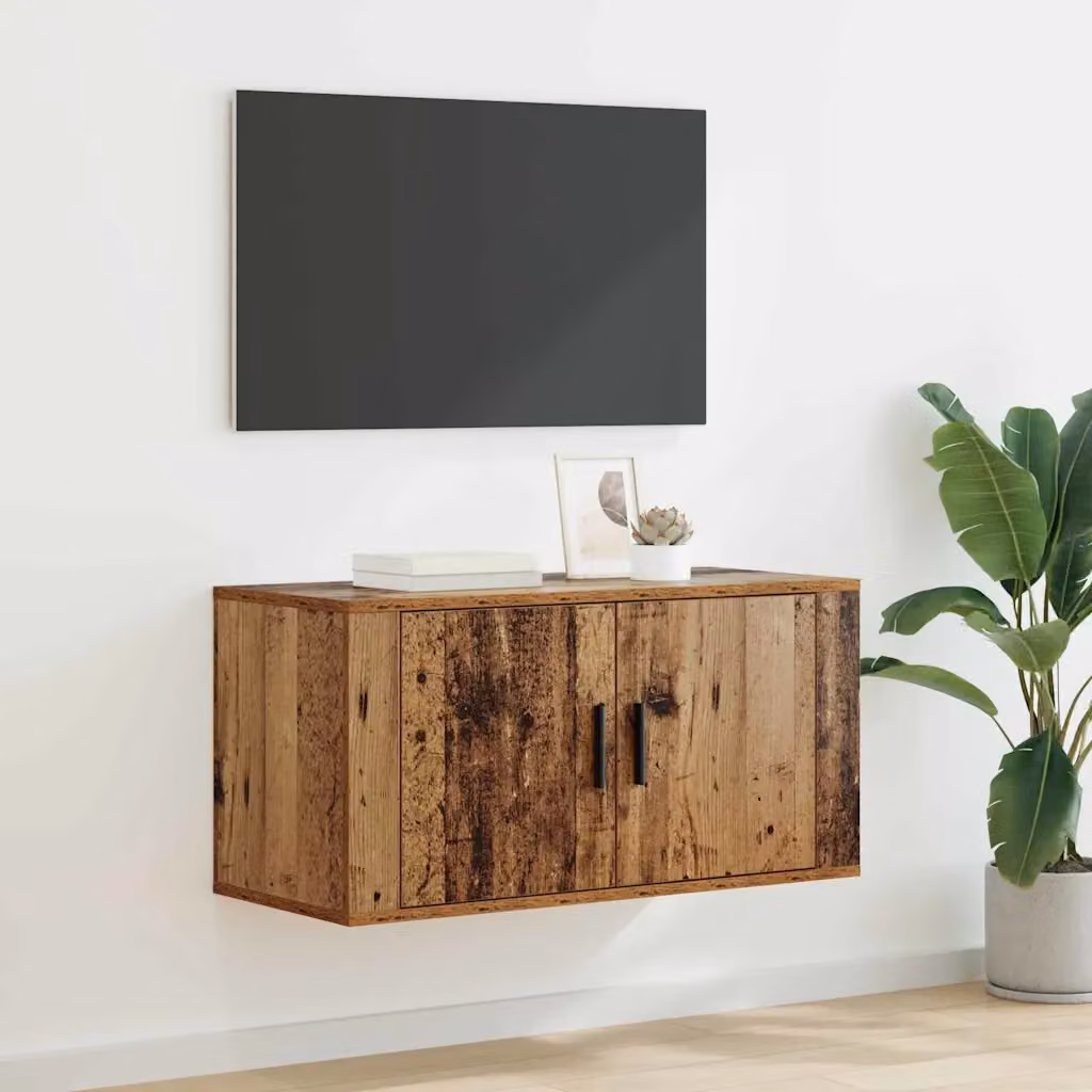 Mobile TV da parete vidaXL in legno vecchio marrone L: 80 cm, P: 34,5 cm, H: 40 cm