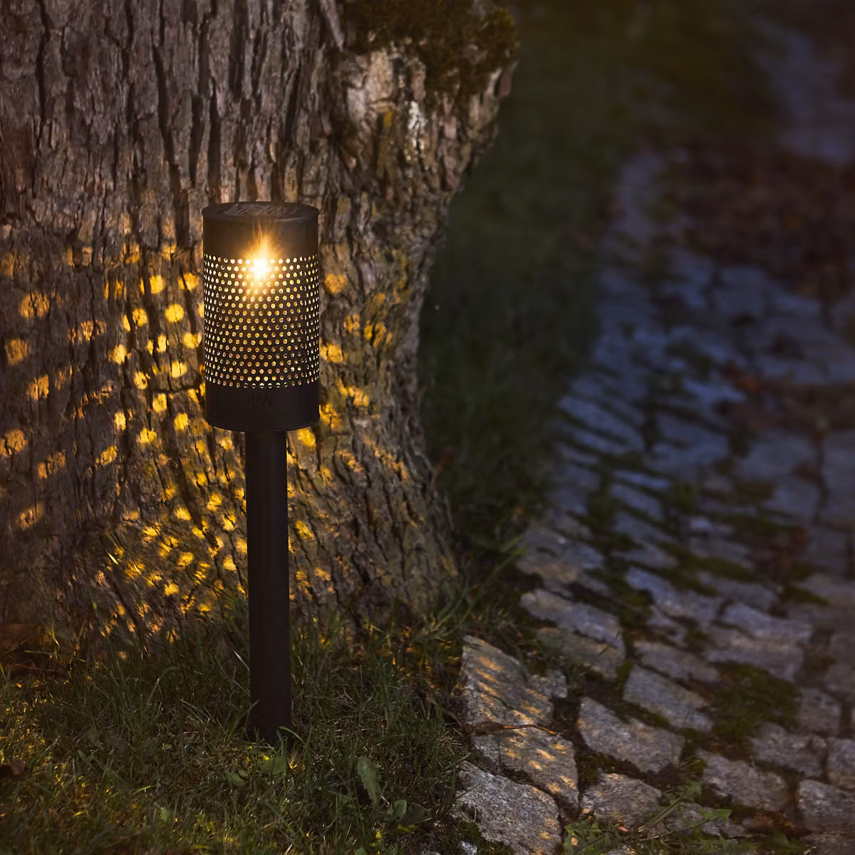 Luce solare a LED "Blace", acciaio inox, nero,