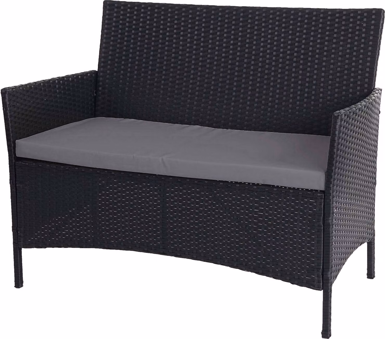 Panca da giardino in poly-rattan Halden, seduta ~ antracite, cuscini antracite