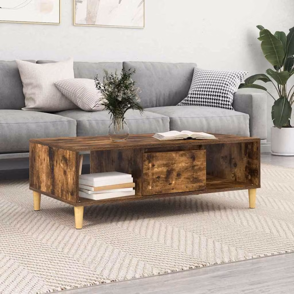 Maison Exclusive - Tavolino da caffè in legno impiallacciato noce, dimensioni 102 x 55 x 35 cm