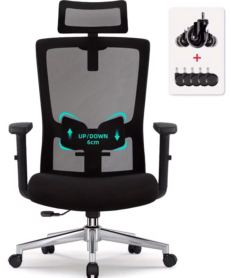 Sedia da ufficio - Sedia ergonomica - Sedia da ufficio con schienale a rete - Sedia da ufficio regolabile - Sedia girevole - Design ergonomico