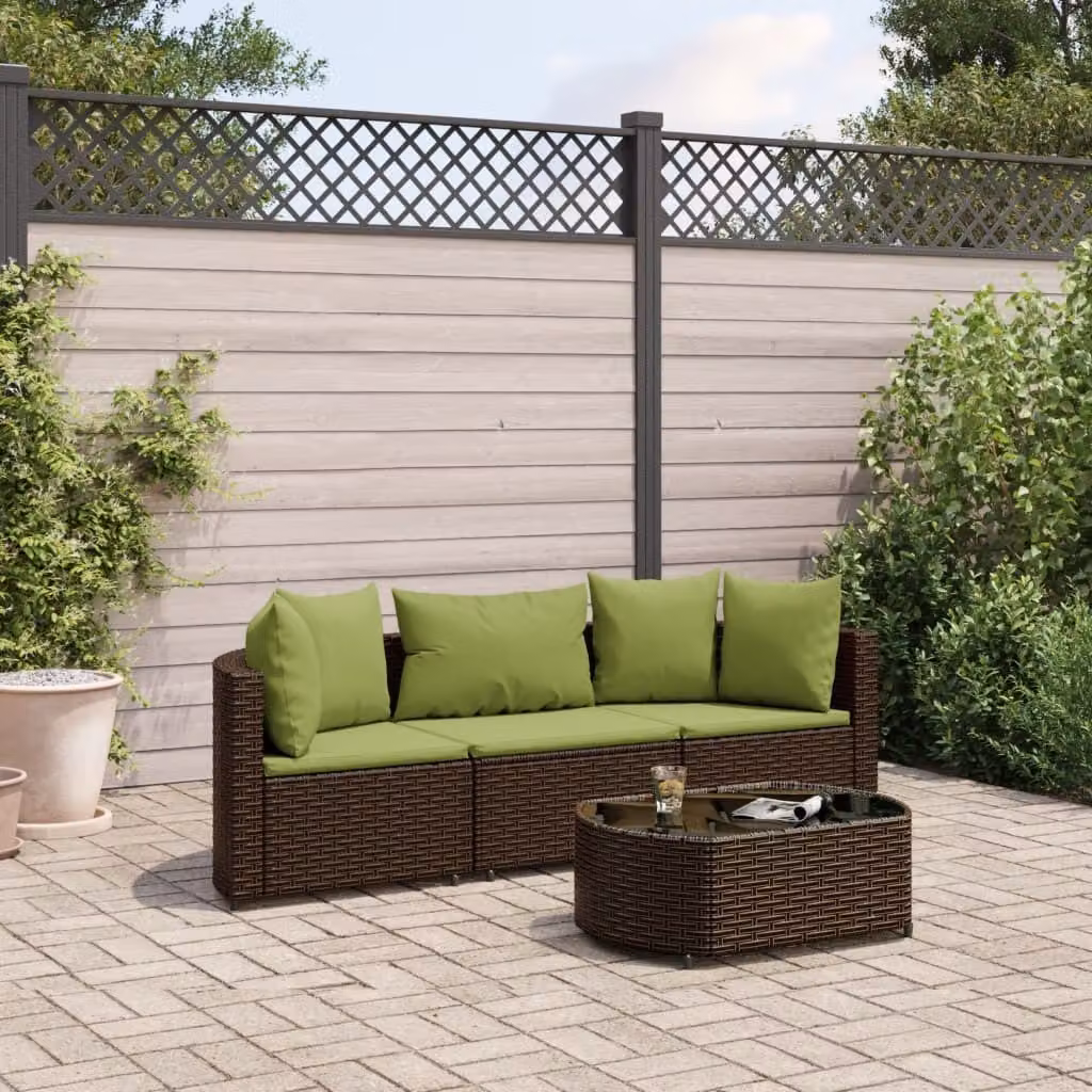 Maison Exclusive - Set Divano da Giardino 4 pz con Cuscini Marrone in Polyrattan