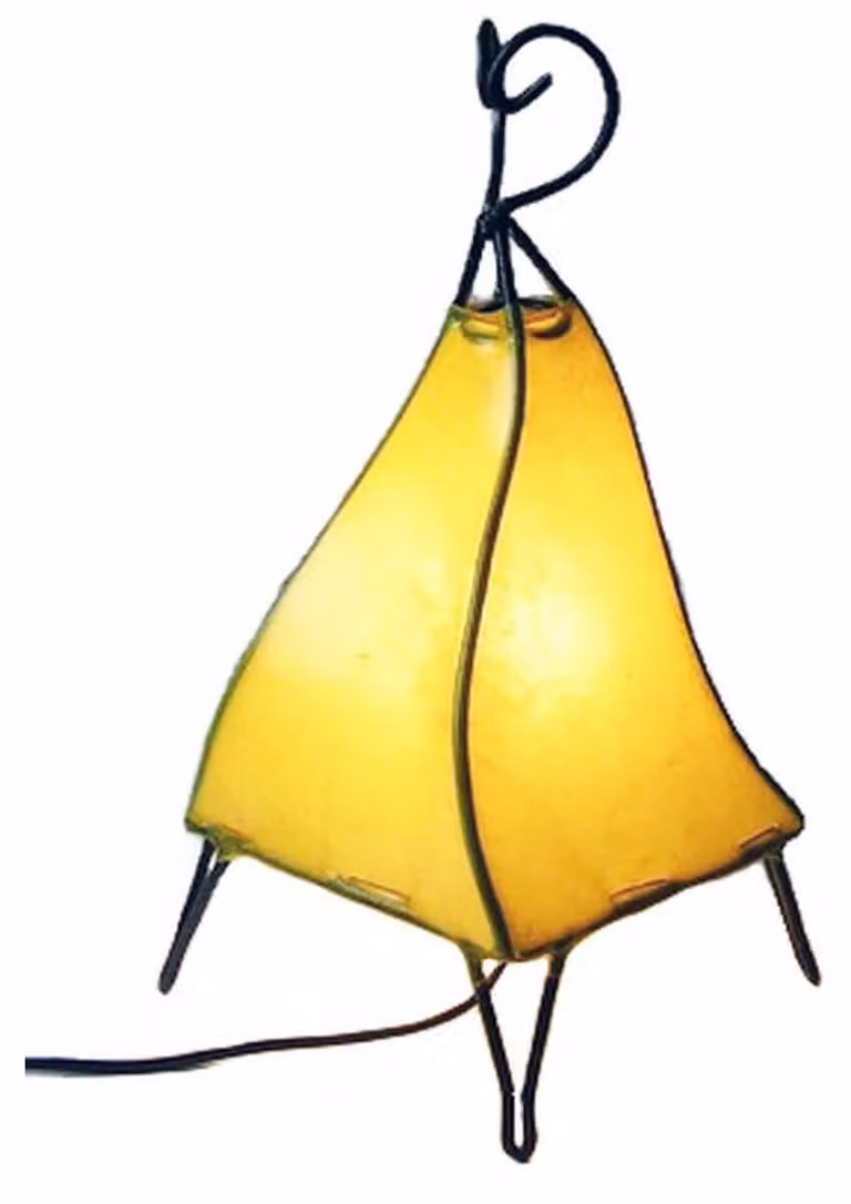 Lampada orientale Lampada all'henné Lampada in pelle marocchina Lampada da tavolo Lampada da terra Mellah monocolore 35-38 cm, giallo