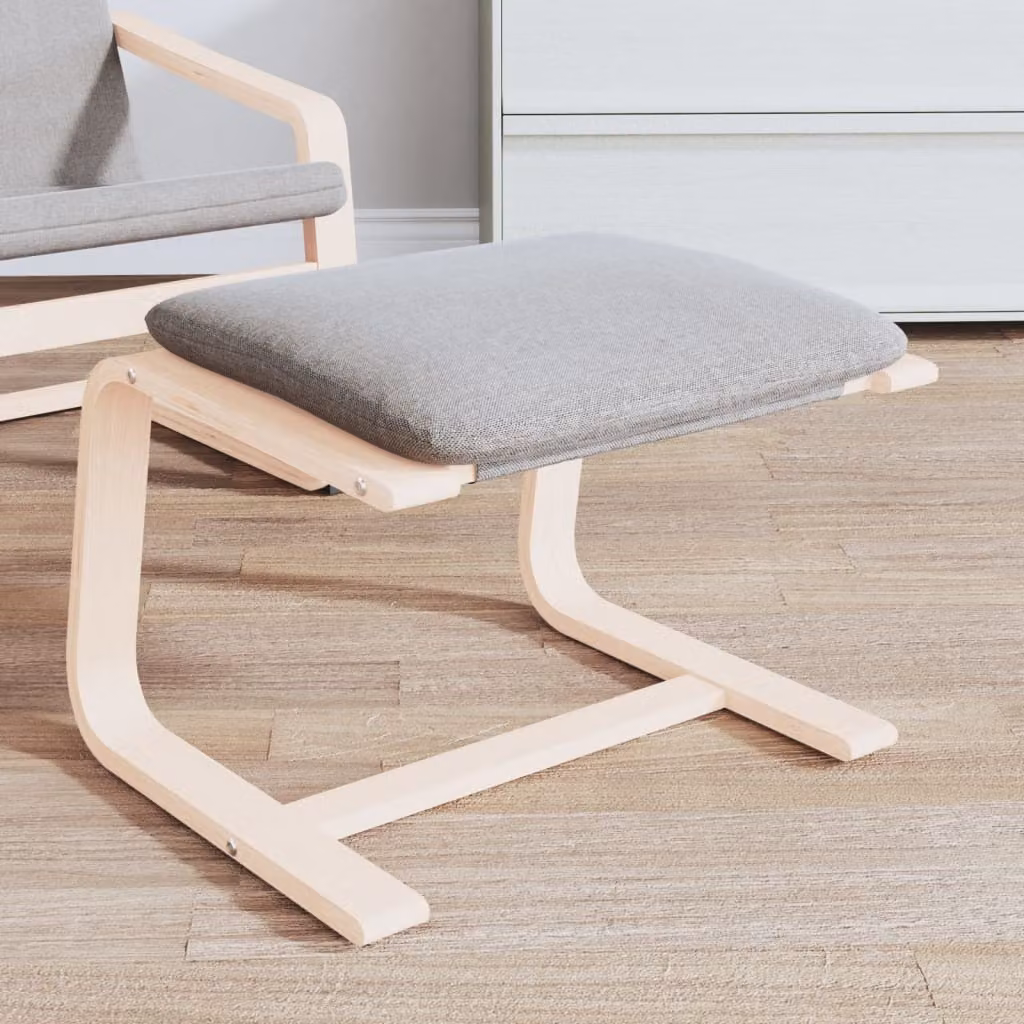 vidaXL Poggiapiedi Grigio con Rivestimento in Tessuto e Struttura in Legno di Betulla L: 51 cm, P: 41 cm, H: 40 cm