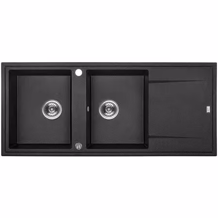 Lavello di design in granito 2 vasche nero
